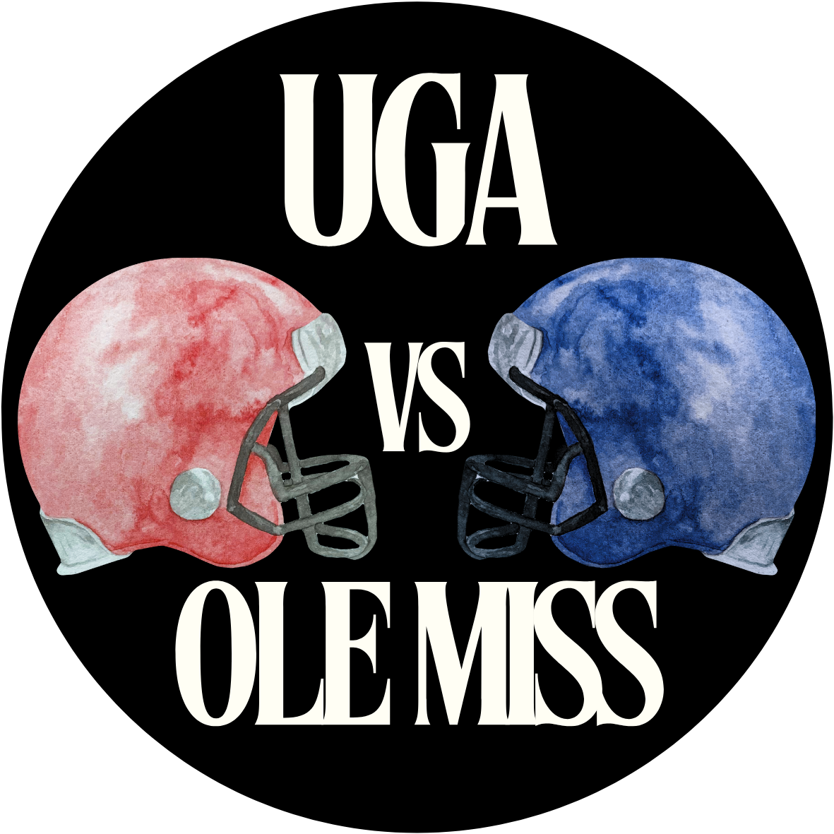UGA vs. Ole Miss Helmets Rivalry Sticker- 2 Pack