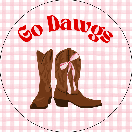 UGA Gingham and Boots Button