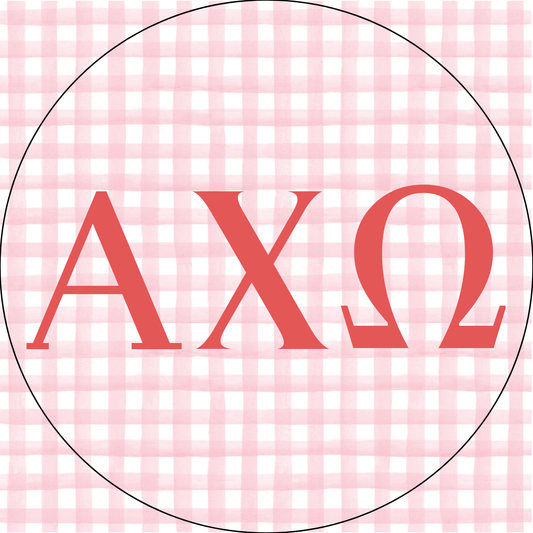 UA Gingham Sorority Letters Button