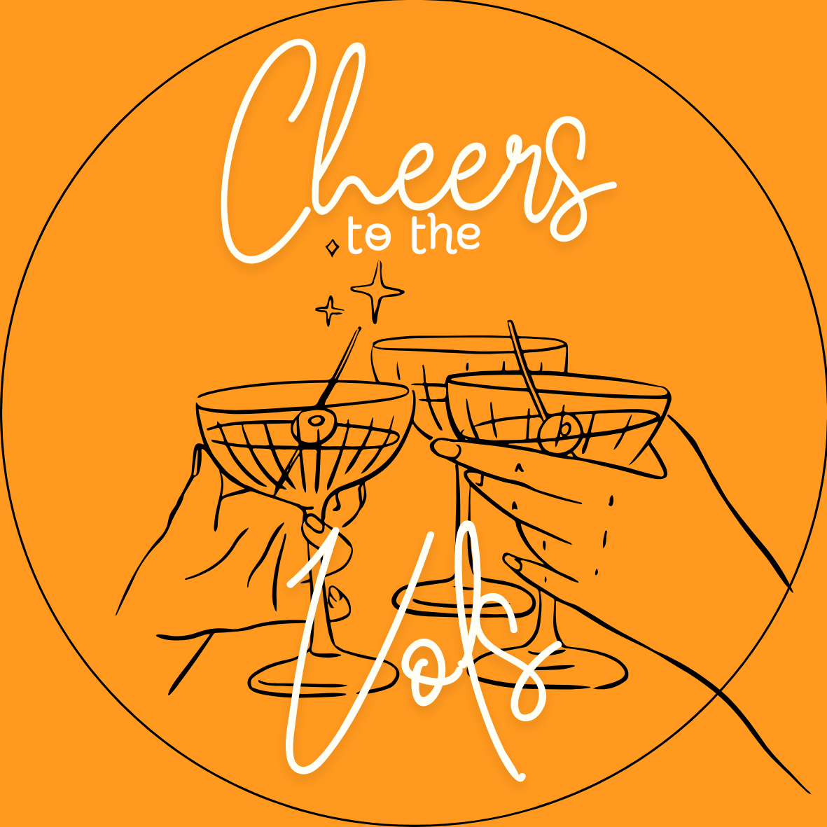 "Cheers to the Vols" Sticker- 2 Pack