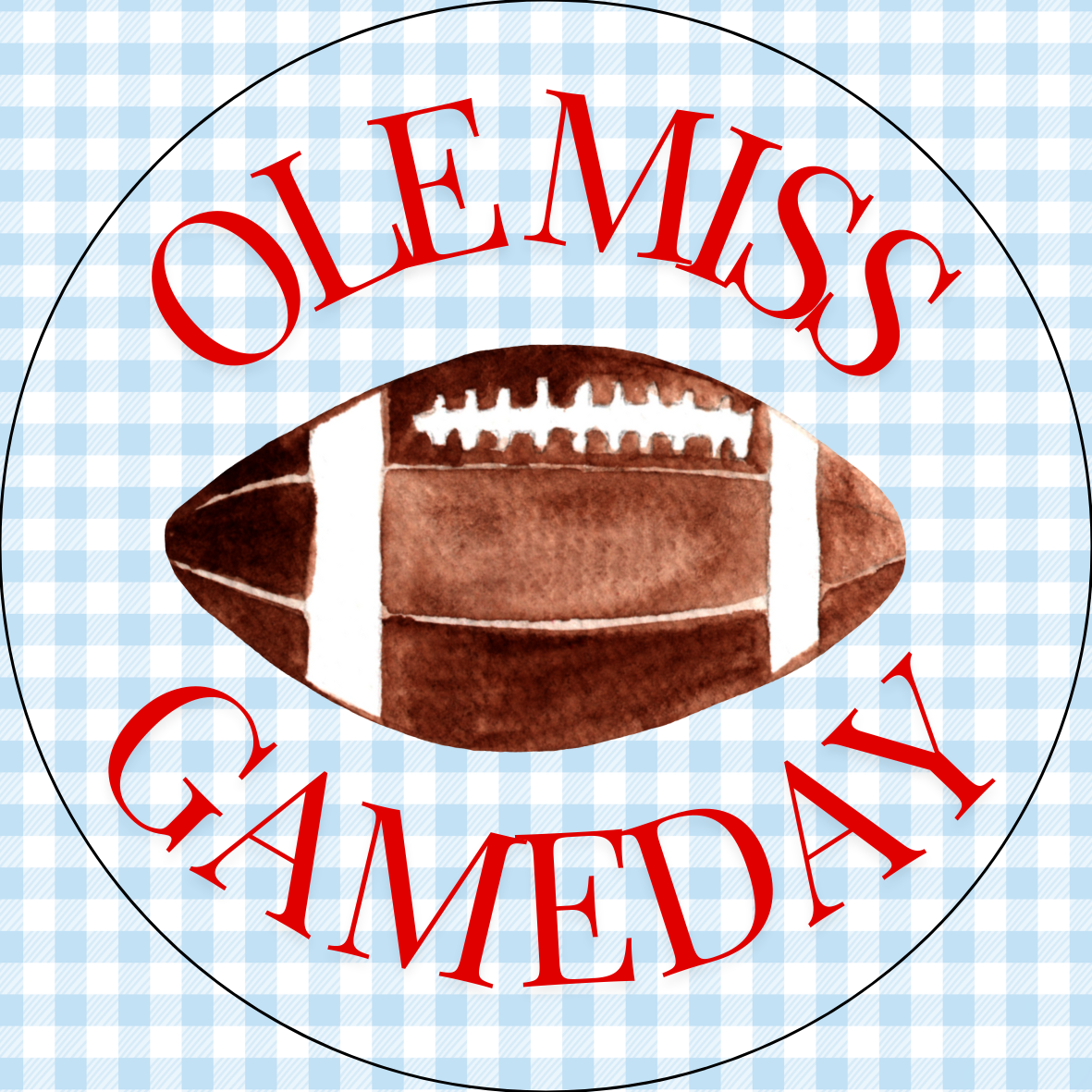 Ole Miss Gingham Gameday Button