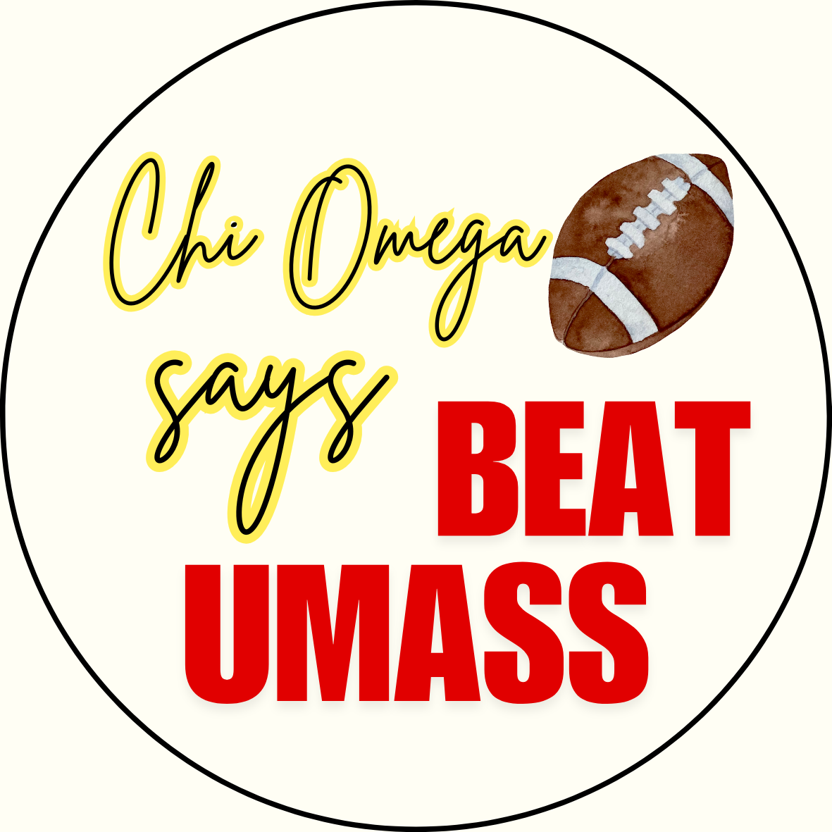 UGA vs. UMass "Beat UMass" Sorority Button