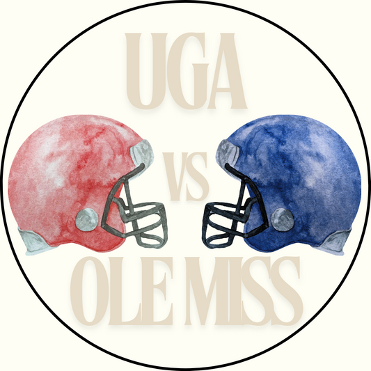 UGA vs. Ole Miss Helmets Rivalry Sticker- 2 Pack