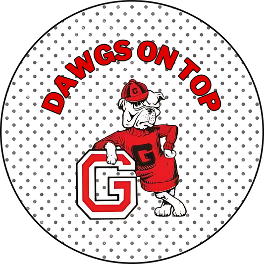 Dawgs on Top Retro Polka Dot Button