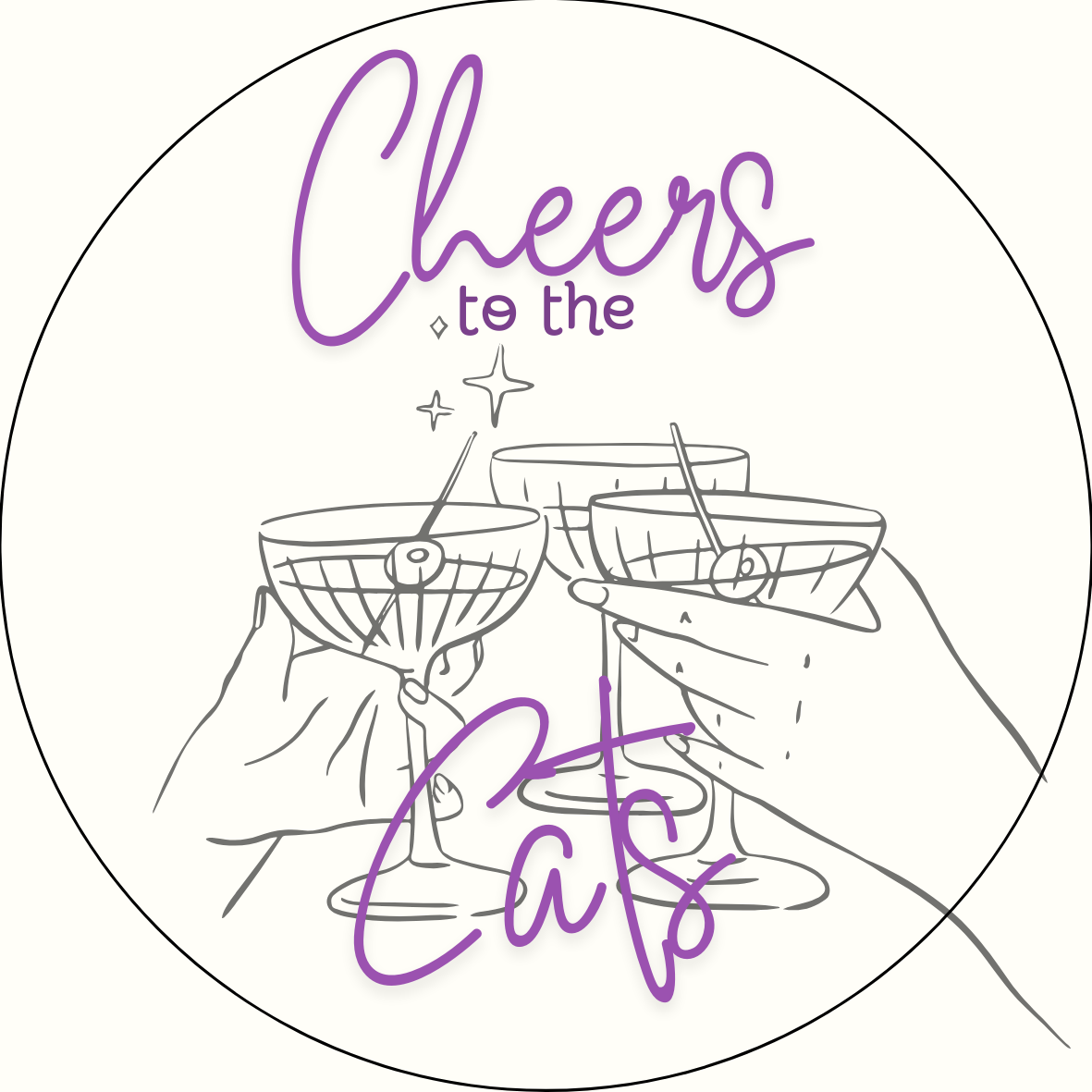"Cheers to the Cats" Stickers- 2 Pack