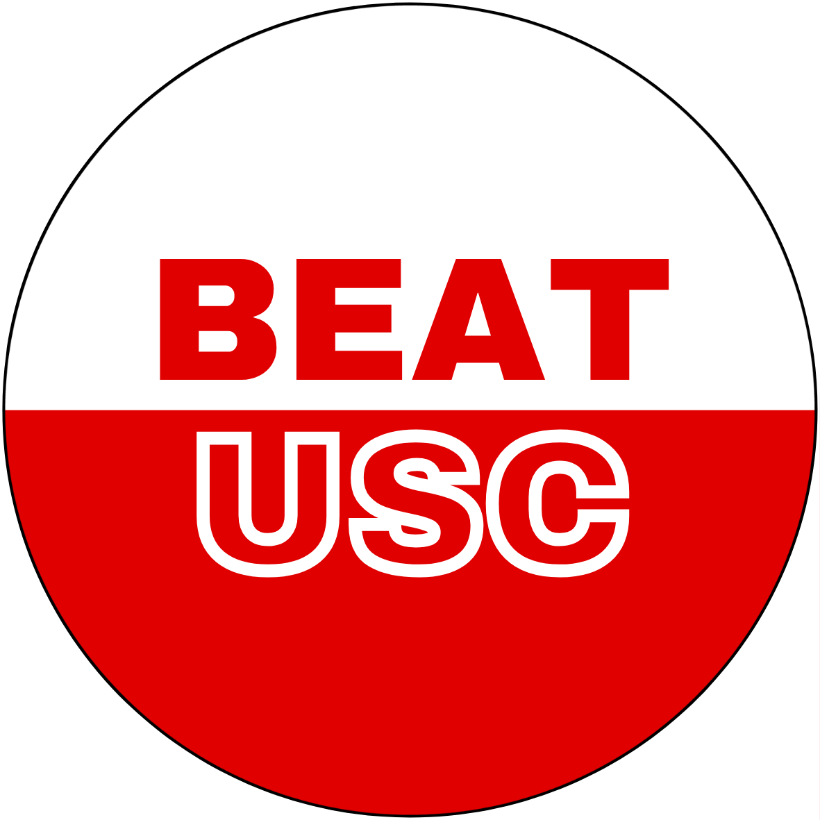 Beat USC Colorblock circle sticker with white and red halves
