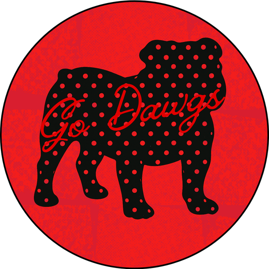 Go Dawgs Bulldog Polka Dot Button