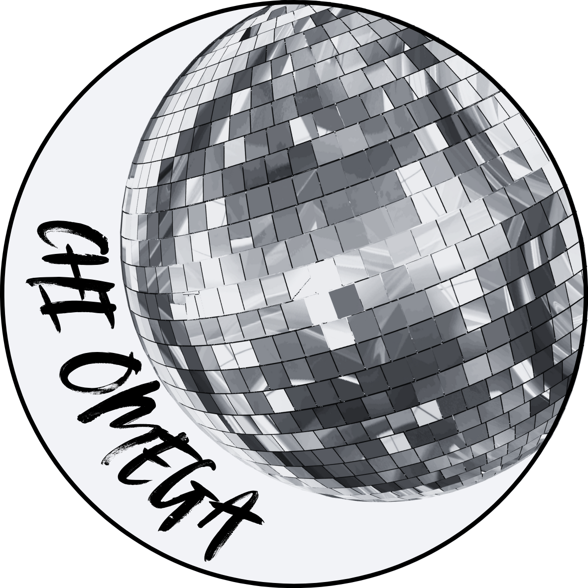 Silver Disco Sorority Button