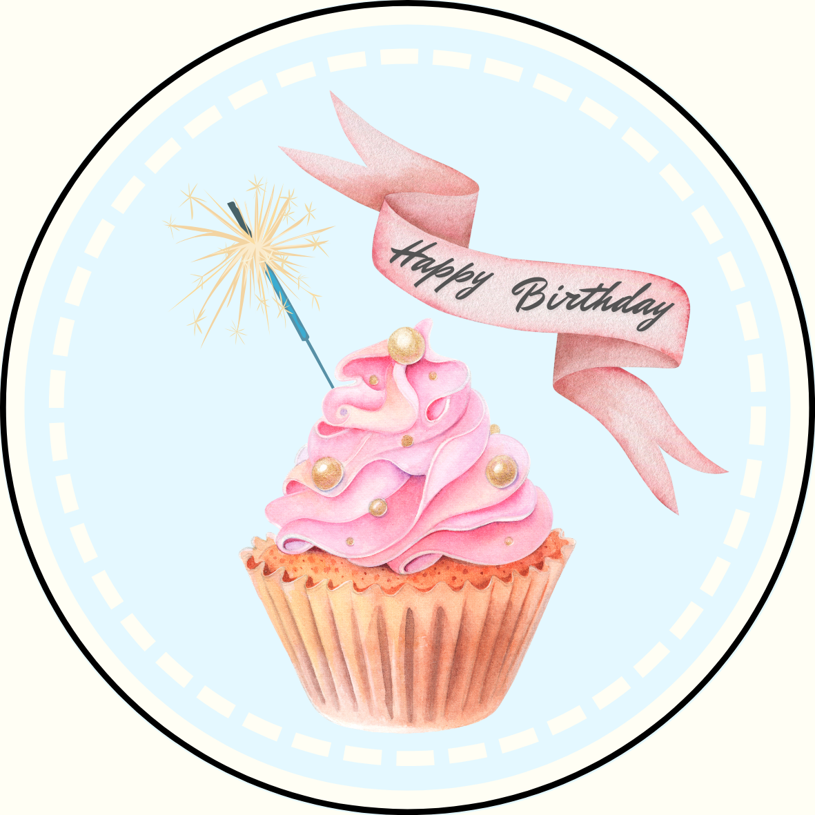 Birthday Cupcake Button