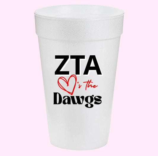 ZTA Hearts the Dawgs Cups