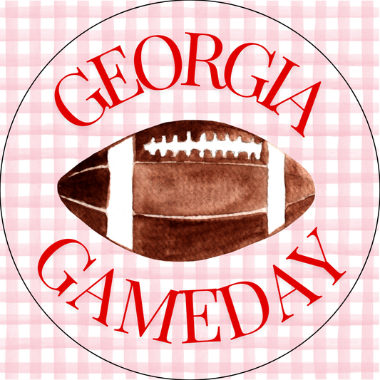 UGA Gingham Gameday Button